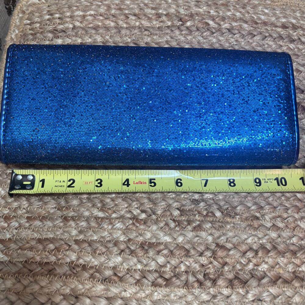 Aldo Royal Blue Glitter Envelope Clutch Evening Bag- Rainbow Bright Y2K Sparkle - Picture 2 of 3